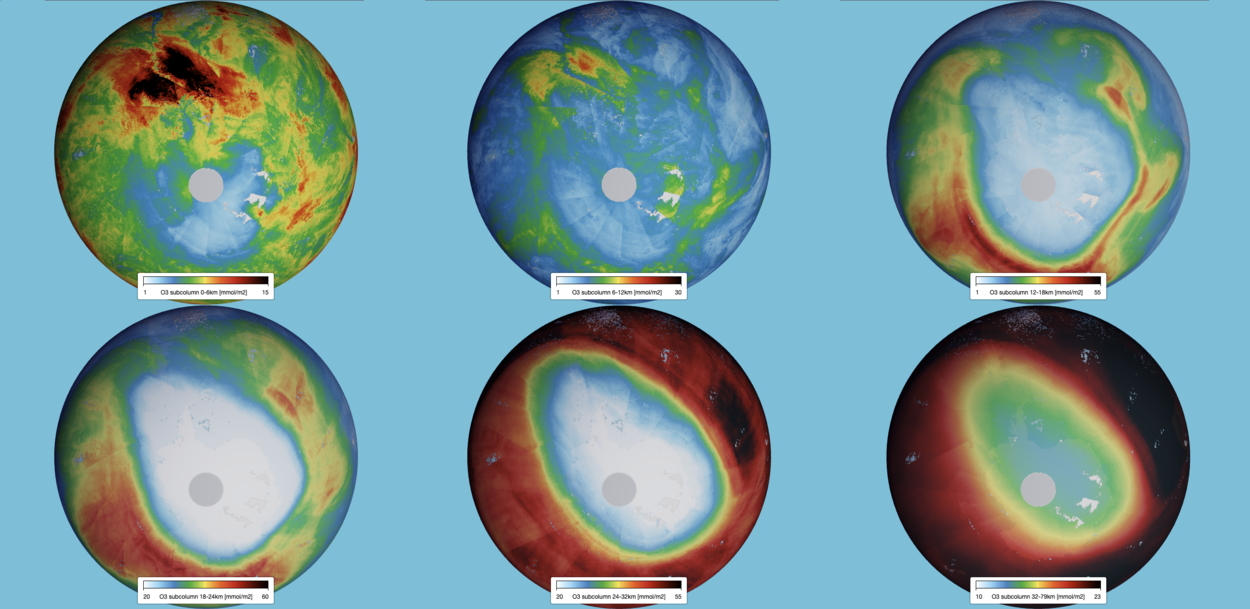 Global, equirectangular image of ozone profiles